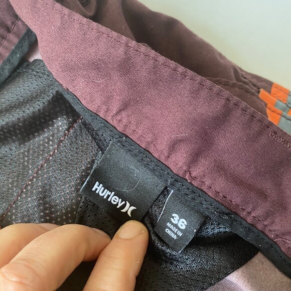 Hurley striped bermuda orange gray board-shorts swimsuit trunks beach men 36 - Picture 6 of 6